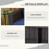 Ensemble mobilier patio 2 pièces, causeuse d'angle sofa coin rotin extérieur combinaison libre PE, avec accoudoirs courbés et coussin rembourré pour balcon