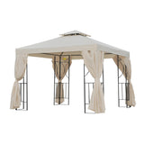 10' x 10' Patio Gazebo Outdoor, Canopy Shelter with Double-tier Roof
