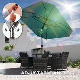 7.6FT Aluminum Patio Umbrella Parasol 8 Ribs Outdoor Market Umbrella with Crank, Push Button Tilt for Deck