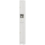 Tall Bathroom Cabinet, Modern Slim Bathroom Storage with Arched Doors, Drawer and Open Shelf