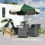 7.4 ft Patio Umbrella with Wood-Effect Frame, Colour-Blocked UPF 30+ Outdoor Market Table Umbrella Parasol