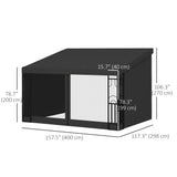 10' x 13' Wall Pergola, Outdoor Gazebo with 2 Curtains and 2 Nettings