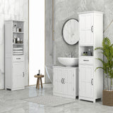 Pedestal Under Sink Cabinet, Bathroom Vanity Cabinet Storage with Double Doors and Adjustable Shelf