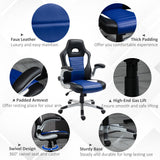 Fauteuil de bureau gaming en cuir PU, chaise d'ordinateur de direction avec hauteur réglable et roulettes pivotantes