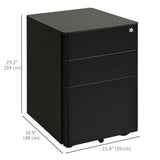 Metal Filing Cabinet 3 Drawer, Mobile Office Cabinet with Wheels for Legal, Letter, A4 File