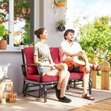 2-Person Outdoor Glider Chair, Patio Double Rocking Loveseat with Steel Frame and Cushions for Backyard