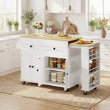Kitchen Island with Sliding Expandable Top, Rolling Kitchen Cart with Drawers