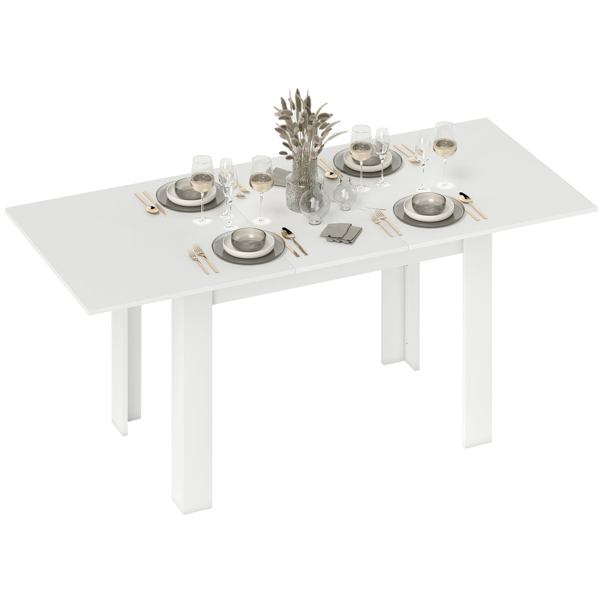 Modern Extendable Dining Table, 55.1 x 31.5 in, for 6-8 People