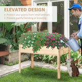 46'' x 24'' Raised Garden Bed, Wooden Elevated Planter Box with Non-Woven Liner for Vegetable