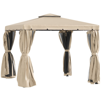10' x 10' Deck Gazebo with Curtains & Mesh Screen Drapes