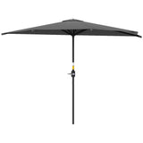 9.8ft Half Umbrella Semi Round Patio Parasol with Crank Handle