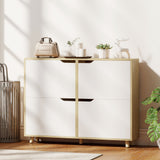 Narrow Shoe Cabinet, Shoe Storage Cabinet with 4 Flip Drawers and Adjustable Shelves for 16 Pairs of Shoes