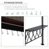 Outdoor Hardtop Grill Gazebo Cooking BBQ Canopy w/ 6 Hooks for Utensils and Double Vented PC Roof
