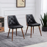 Lot de 2 chaises de salle à manger, assises rembourrées en cuir PU et pieds en acier pour salle à manger