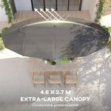 15' Outdoor Patio Umbrella with Twin Canopy Sunshade Steel Table Umbrella with Lift Crank