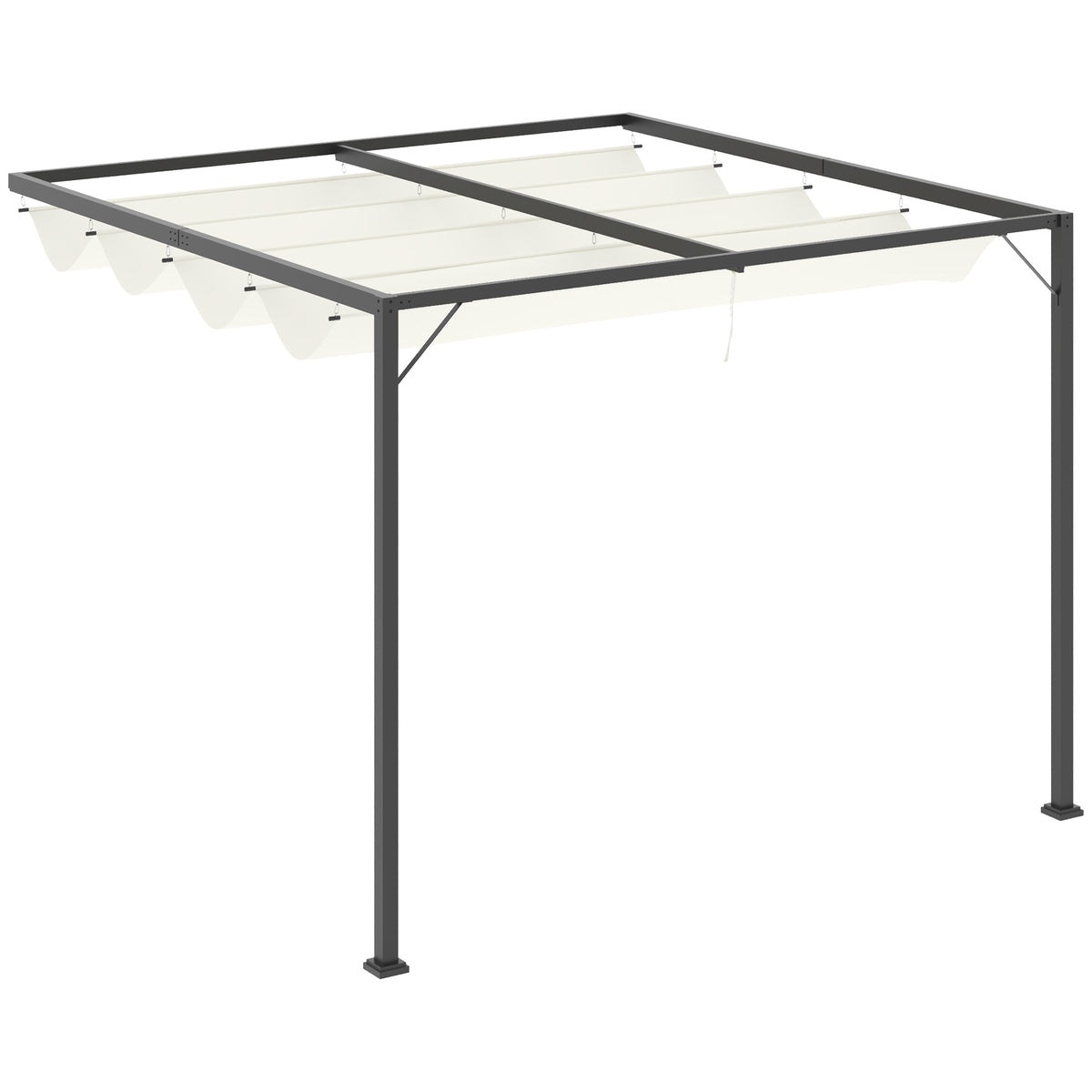 10'x10' Outdoor Pergola Gazebo with Retractable Canopy & Metal Frame & PA Coated Sun Shelter Door Porch Cover