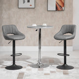 Bar Stools Set of 2, Swivel Counter Height Barstools with Adjustable Height and Cutout Back, Faux Leather Upholstered Bar Chairs with Round Metal Base and Footrest