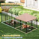 Outdoor Dog Kennel with Rotating and Adjustable Height Bowls