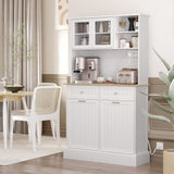 Kitchen Cabinet with Charging Station, 2 Tilt Out Cabinets, Microwave Stand