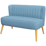 Modern 2 Seat Sofa for Bedroom, Upholstered Two Seater Couch with Rubber Wood Legs