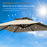 10ft Square Cantilever Patio Umbrella, 360° Rotating Overhanging Umbrella with Cross Base