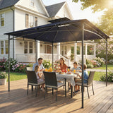 10' x 10' Gazebo, Soft Top Outdoor Gazebo with 2-Tier Roof, Metal Frame