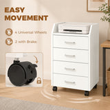 4-Drawer Vertical Mobile Filing Cabinet, File Cabinet with Lockable Wheels for Home Office