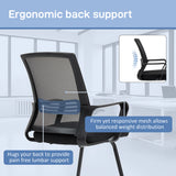 Ergonomic Desk Chair No Wheels, Padded Mesh Office Reception Chair with Sled Base