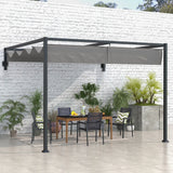 10' x 7' Lean To Pergola, Metal Pergola with Retractable Roof for Grill