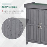 Wooden Garden Tool Storage Shed Kit with Hinged Roof, 2-Tier Shelves and Double Doors