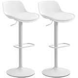 Counter Height Bar Stools Set of 2, Streamlined Bar Chairs with Adjustable Height and Swivel PU Leather Seat