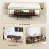 Bedroom Bench PU Leather End of Bed Bench with Cylindrical Seat and Metal Legs for Bedroom Living Room Hallway