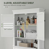 3-Tier Over Toilet Storage Unit Washing Machine Cabinet Dryer Cabinet with Adjustable Shelf for Bathroom