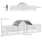 21.7' x 6.2' Metal Chicken Run with Waterproof and Anti-UV Cover