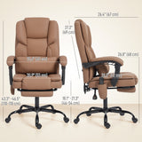 Office Chair with Massage, Pet-Friendly Faux Leather Reclining Desk Chair with Lumbar Support, Footrest