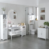 Small Bathroom Storage Cabinet, Floor Cabinet with 3 Drawers and Open Component
