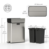 Poubelle double à couvercle à fermeture douce, poubelle avec seau intérieur amovible pour cuisine 2 x 7,4 gal (2 x 28 L)