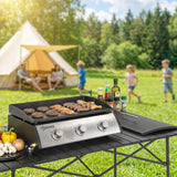 Propane Gas Grill with 3 Main Burners, 8530 BTU Outdoor BBQ Grill Cart with Non-Stick Griddle and Lid