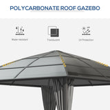 10' x 10' Outdoor Hardtop Gazebo Canopy with UV60+ Polycarbonate Roof, Steel Frame