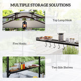 8' x 7.6' Grill Gazebo, 2 Side Shelves, 6 Hooks