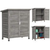 Wooden Garden Storage Shed Kit Wood Garage Tool Organisation Cabinet with 2 Door, 34