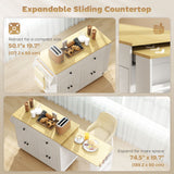 Kitchen Island with Sliding Expandable Top, Rolling Kitchen Cart with Drawers