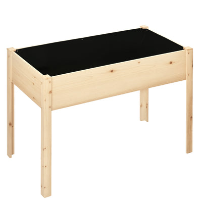 46'' x 24'' Raised Garden Bed, Wooden Elevated Planter Box with Non-Woven Liner for Vegetable