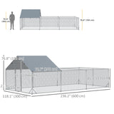 19.7' x 9.8' Metal Chicken Run with Waterproof and Anti-UV Cover