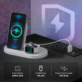 Bedside Table with Charging Station and LED Light Modern Nightstand with USB Ports AC Outlets Drawers Remote