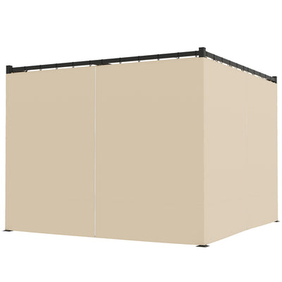 10' x 10' Retractable Pergola Canopy with Sidewalls, Metal Outdoor Gazebo Sun Shade Shelter