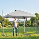 9.6 x 9.6 ft Pop Up Canopy Tent with Pockets, UPF 50+ 1-Button Push Outdoor Instant Canopy with Sandbags