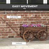 Raised Garden Bed, Wooden Wagon Planter Boxes with Drainage Holes