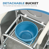 3-in-1 Shower Commode Wheelchair, Transport Beside Commode Chair with Padded Seat for the Elderly