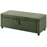 Storage Ottoman, Upholstered Corduroy End of Bed Bench with Thick Padding